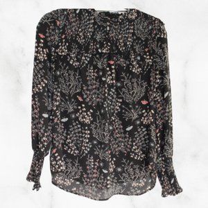 LOFT Navy blue with flower print blouse